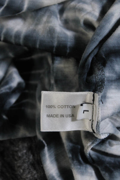 Proenza Schouler Womens Cotton Tie Dye Round Neck Long Sleeve Top Blue Size L