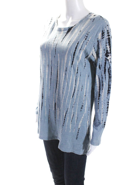 Proenza Schouler Womens Cotton Tie Dye Round Neck Top Light Blue Size L