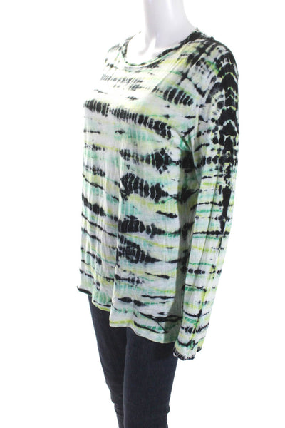 Proenza Schouler Womens Cotton Tie Dye Round Neck Long Sleeve Top Green Size L