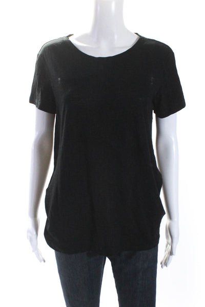 Proenza Schouler Womens Cotton Cut Out Round Neck T-Shirt Top Black Size M