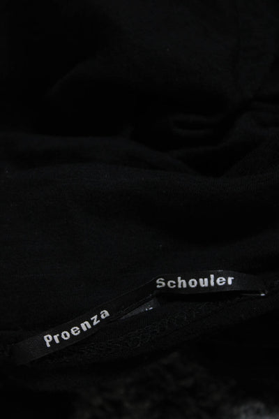 Proenza Schouler Womens Cotton Cut Out Round Neck T-Shirt Top Black Size M