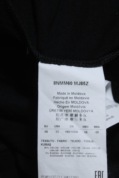 Armani Collezioni Womens V-Neck Short Sleeve Pullover Blouse Top Black Size 12