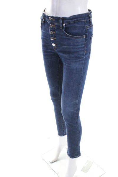 Veronica Beard Womens 5 Pocket Button Fly High-Rise Skinny Jeans Navy Size 27