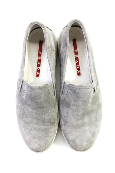 Prada Sport Womens Suede Slide On Casual Loafers Gray Size 38 8