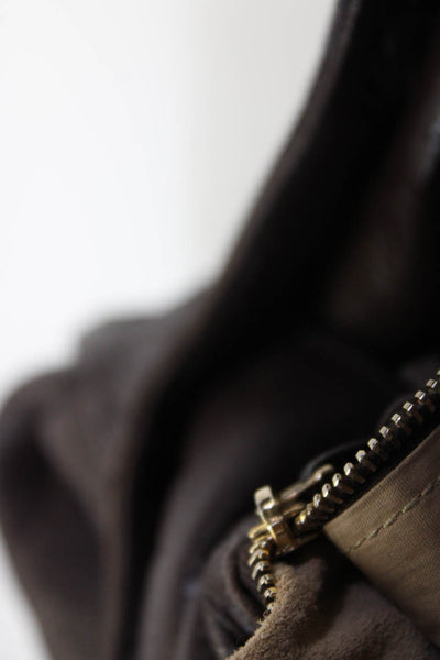 Bottega Veneta Womens Leather Ruched Snap Closure Top Handle Bag Brown