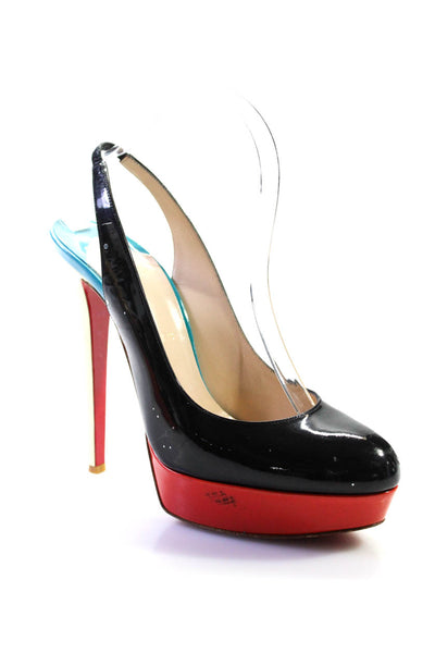 Christian Louboutin Womens Platform Stiletto Heels Patent Leather Black Size 40.