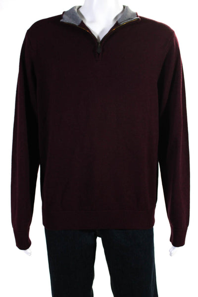 346 Brooks Brothers Mens Mock Neck Long Sleeves Pullover Sweater Burgundy Size L