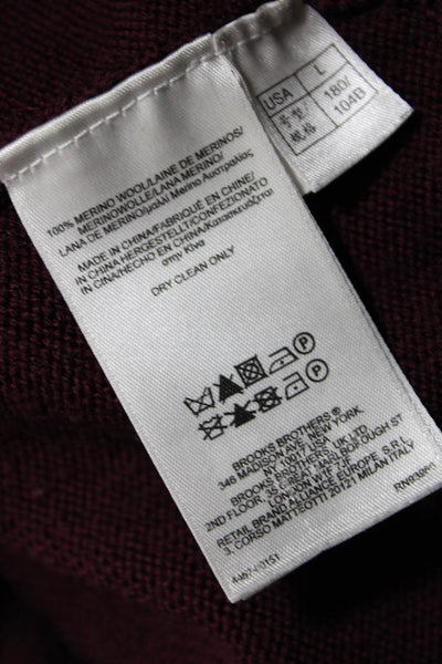 346 Brooks Brothers Mens Mock Neck Long Sleeves Pullover Sweater Burgundy Size L