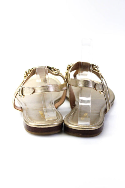 Coach Womens Metallic Leather Slingback Thong Sandals Flats Gold Size 8.5B