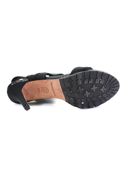 Donald J Pliner Womens Leather Open Toe Zip Up Ankle Strap Heels Black Size 8.5M