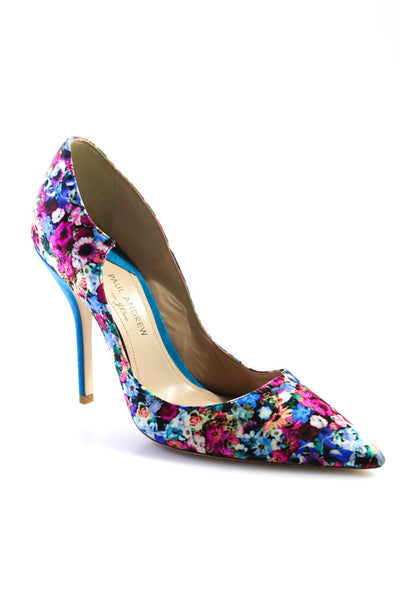 Paul Andrew For J Crew Womens Floral Print Pointed Toe Pumps Multi Colored Size
