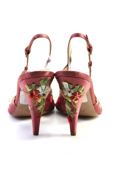 Moschino Cheap & Chic Womens Satin Floral Print Slingbacks Sandals Pink Size 37