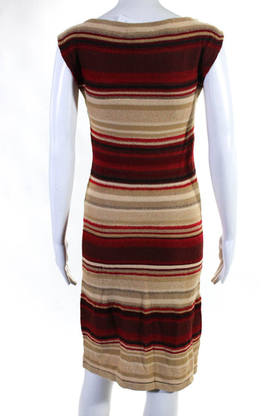 Lauren Ralph Lauren Womens Scoop Neck Striped Knit Dress Brown Red Size XS