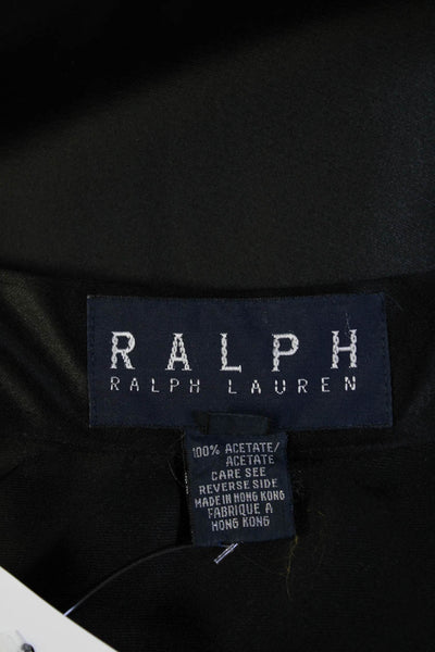 Ralph Ralph Lauren Womens Side Zip Knee Length Satin A Line Skirt Black Size 4