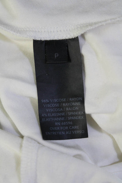Donna Karan New York Womens 3/4 Sleeve V Neck Knit Shirt White Size Petite