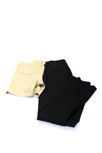 Theory Womens Linen Short Shorts Pleated Pants Black Brown Size 2 4 Lot 2