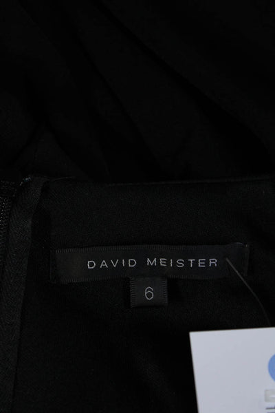 David Meister Womens Jersey Knit Beaded Strappy Zip Up Sheath Dress Black Size 6