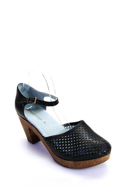 Eric Michael Womens Leather Ankle Strap Platform High Heels Black Size 40 10
