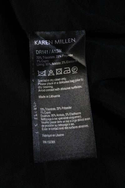 Karen Millen Womens Pinstripe Pleated Long Sleeve Zip Up Dress Black Size 8