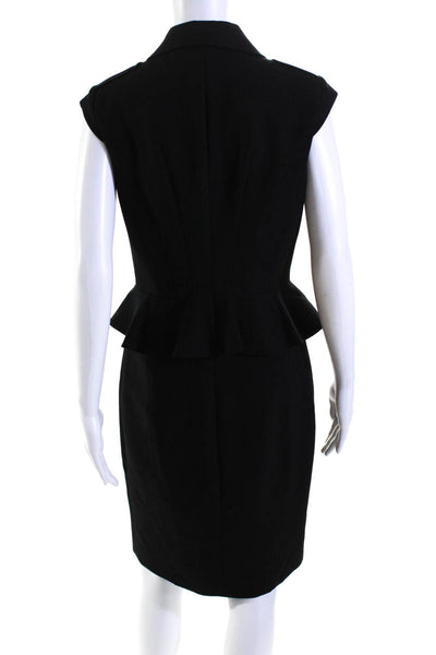 Karen Millen Womens Collared Sleeveless Zip Up Midi Pencil Dress Black Size 8
