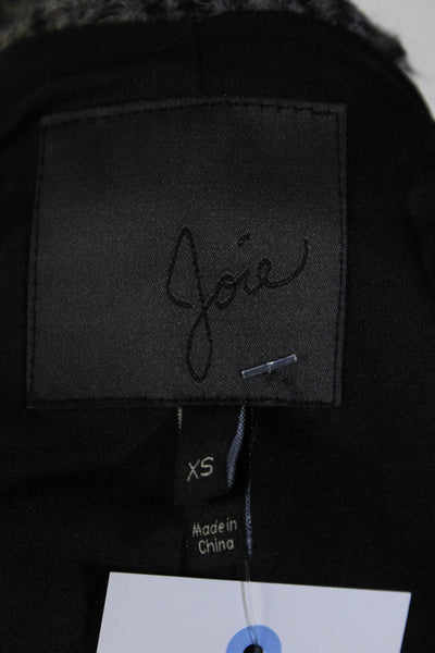 Joie Womens Gray Fuzzy Chunky Knit Crew Neck 3/4 Sleeve Jacket Size XS