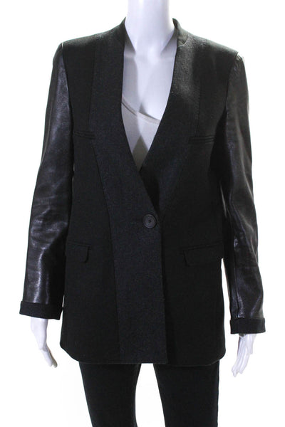 See by Chloe Womens Gray Black Wool Long Sleeve Coat Jacket Size 2