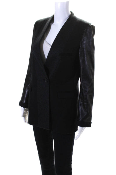 See by Chloe Womens Gray Black Wool Long Sleeve Coat Jacket Size 2