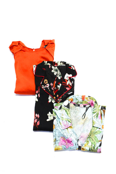 Zara Womens Floral Satin Button Up Blouse Shirt Dress Size XS Lot 3