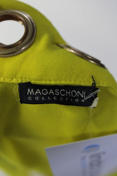 Magaschoni Womens Grommet Studded Zipped Darted Cap Sleeve Dress Yellow Size S