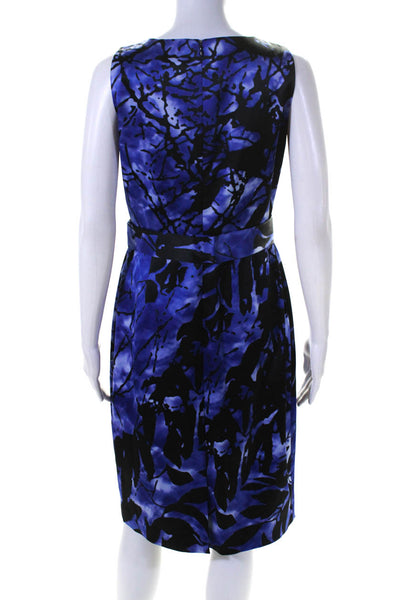 Tahari Womens Abstract Print Sleeveless Pullover Zipped Sheath Dress Blue Size S