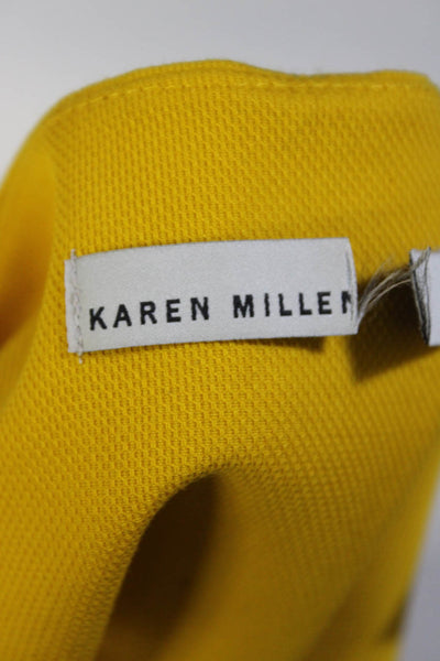 Karen Millen Womens Cotton Darted Zip Short Sleeve Sheath Dress Yellow Size 10