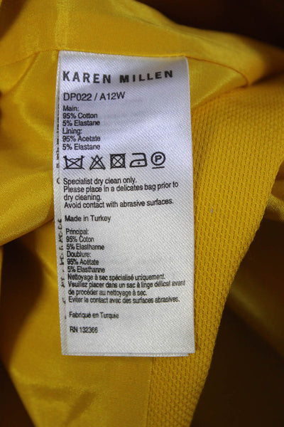 Karen Millen Womens Cotton Darted Zip Short Sleeve Sheath Dress Yellow Size 10