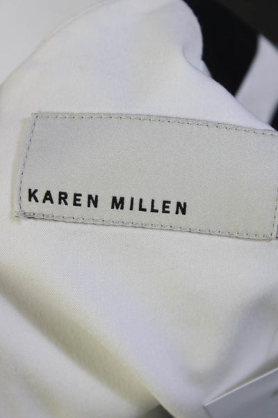 Karen Millen Womens Colorblock Peplum Zipped Round Neck Sheath Black Size 8