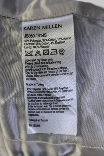 Karen Millen Womens Patchwork Round Neck Long Sleeve Zipped Blazer Beige Size 8