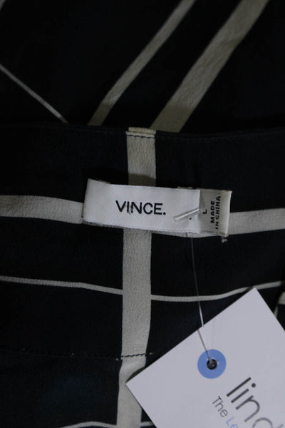 Vince Womens Sleeveless V Neck Striped Pullover Dress Blue Size Large