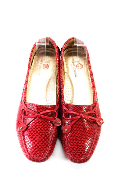 Marc Joseph New York Womens Patent Leather Bow Slip On Loafers Red Size 8
