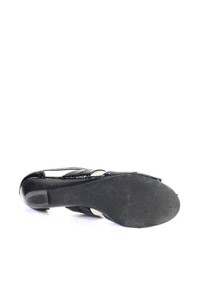 Michael Michael Kors Womens Patent Leather Zip Up Wedge Sandal Black Size 8.5
