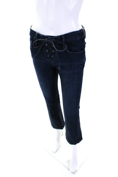 Frame Denim Womens Side Zip Lace Up Le Crop Mini Boot Jeans Blue Size 26