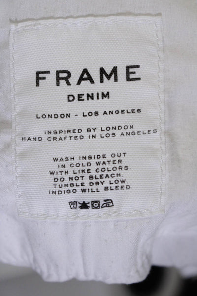 Frame Denim Womens High Rise Distressed Cuffed Garcon Jeans White Size 26
