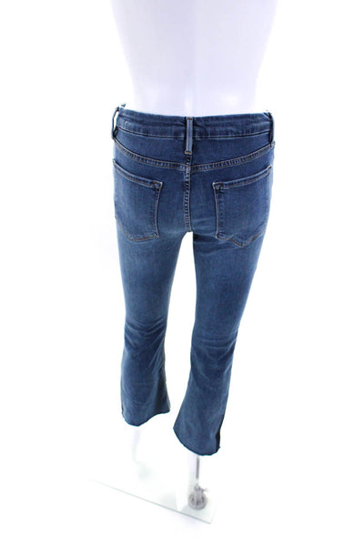Frame Denim Womens High Rise Fringe Le Crop Mini Boot Cut Jeans Blue Size 27