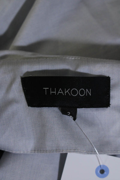 Thakoon Womens Side Zip One Shoulder Belted Dress Blue White Cotton Size 2