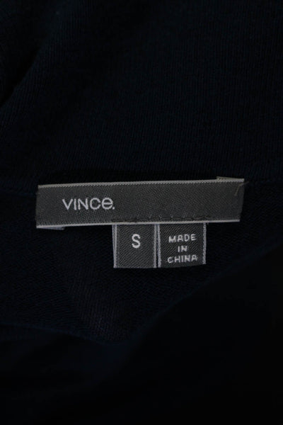 Vince Womens Long Sleeve Mock Neck Knit Shirt Navy Blue Size Small
