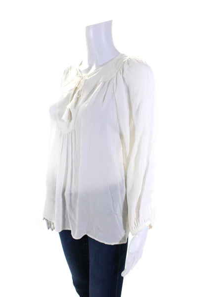 Joie Womens 3/4 Sleeve Lace Up V Neck Silk Top Blouse White Size Extra Small