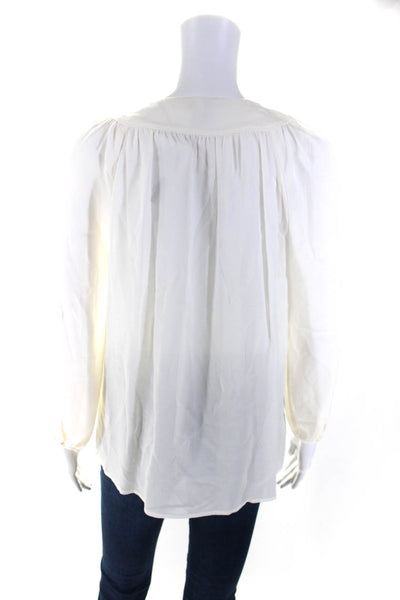 Joie Womens 3/4 Sleeve Lace Up V Neck Silk Top Blouse White Size Extra Small