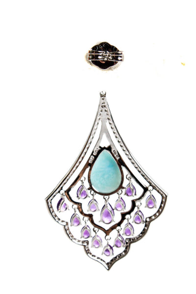 Rarities Womens Sterling Silver Silver Cabochon Amazonite Amethyst Dangle Earrin