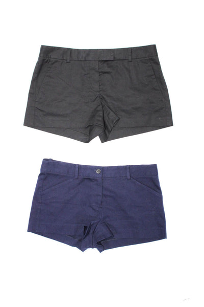 Theory Womens Zipper Fly Short Shorts Navy Blue Black Cotton Size 4 Lot 2