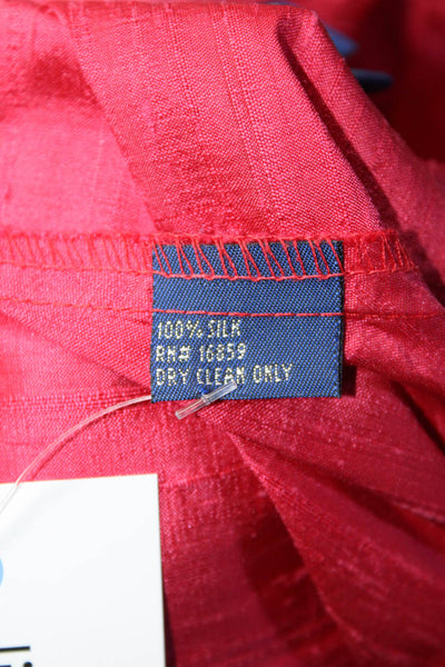 J. Mclaughlin Womens Long Sleeve Collared Silk Wrap Shirt Red Size 6