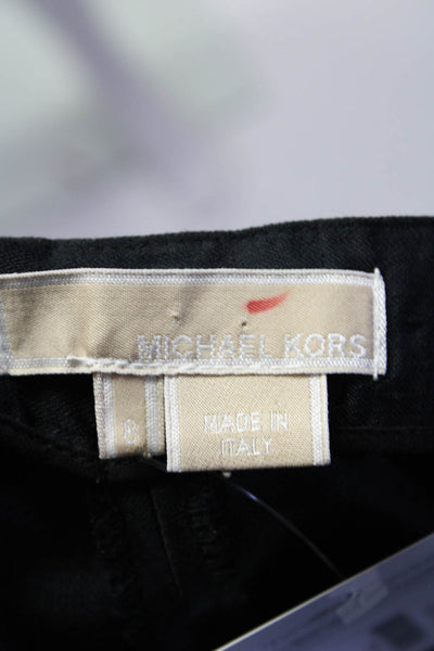 Michael Kors Womens Side Zip High Rise Pleated Silk Trouser Pants Black Size 8