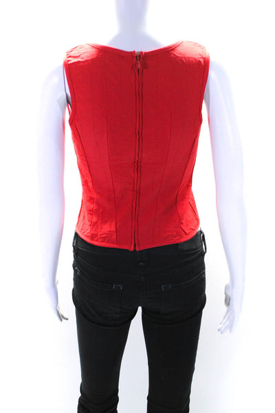 Chanel Womens Quilted Cropped Sleeveless Scoop neck Tank Top Red Size Small