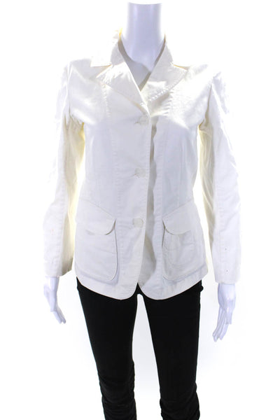 Jil Sander Womens Button Down Light Jacket White Cotton Size EUR 34